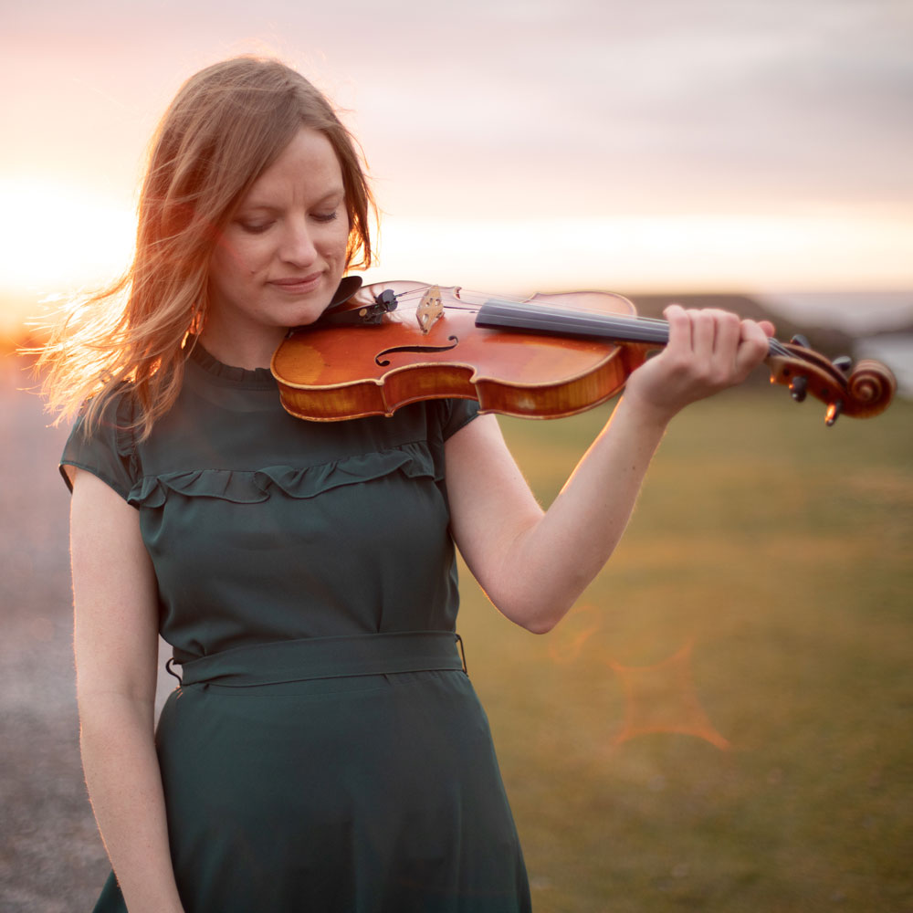 Kerstin Playing Violin at Sunset